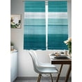 thumbnail image 4 of Teal Green Ombre Stripes Sheer Curtains 72 Inch Length 2 Panels Set, Modern Farmhouse Lines Art Voile Window Treatment Rod Pocket Curtains Sheers Drapes for Bedroom/Living Room/Kitchen 52"x72"x2, 4 of 7