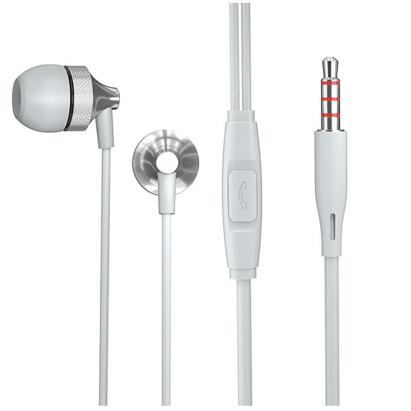 Essager Wire Earphone 3.5mm Interface earphone ;wired headphone Computer Phone Line Control In-ear Type Headphone Headset, Silver