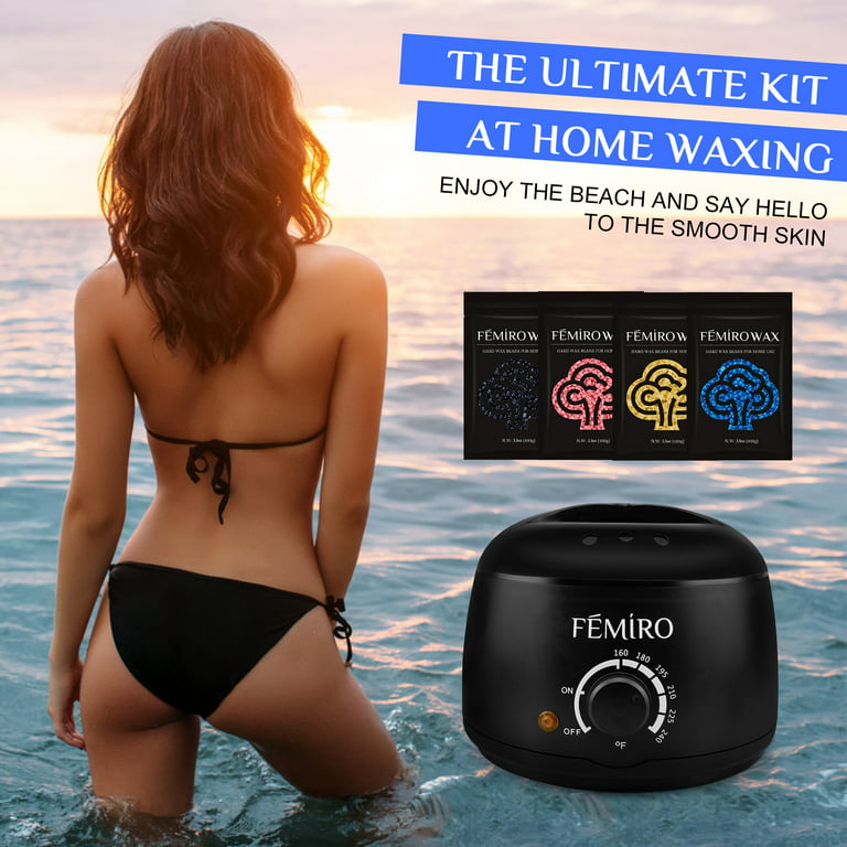 Waxing Kit for Women Men, Wax Warmer Hair Removal Kit with 4 Packs Hard Wax  Beans, Painless Wax Melt Warmer with 10 Wax Applicator Sticks, At Home  Waxing Kit for Sensitive Skin