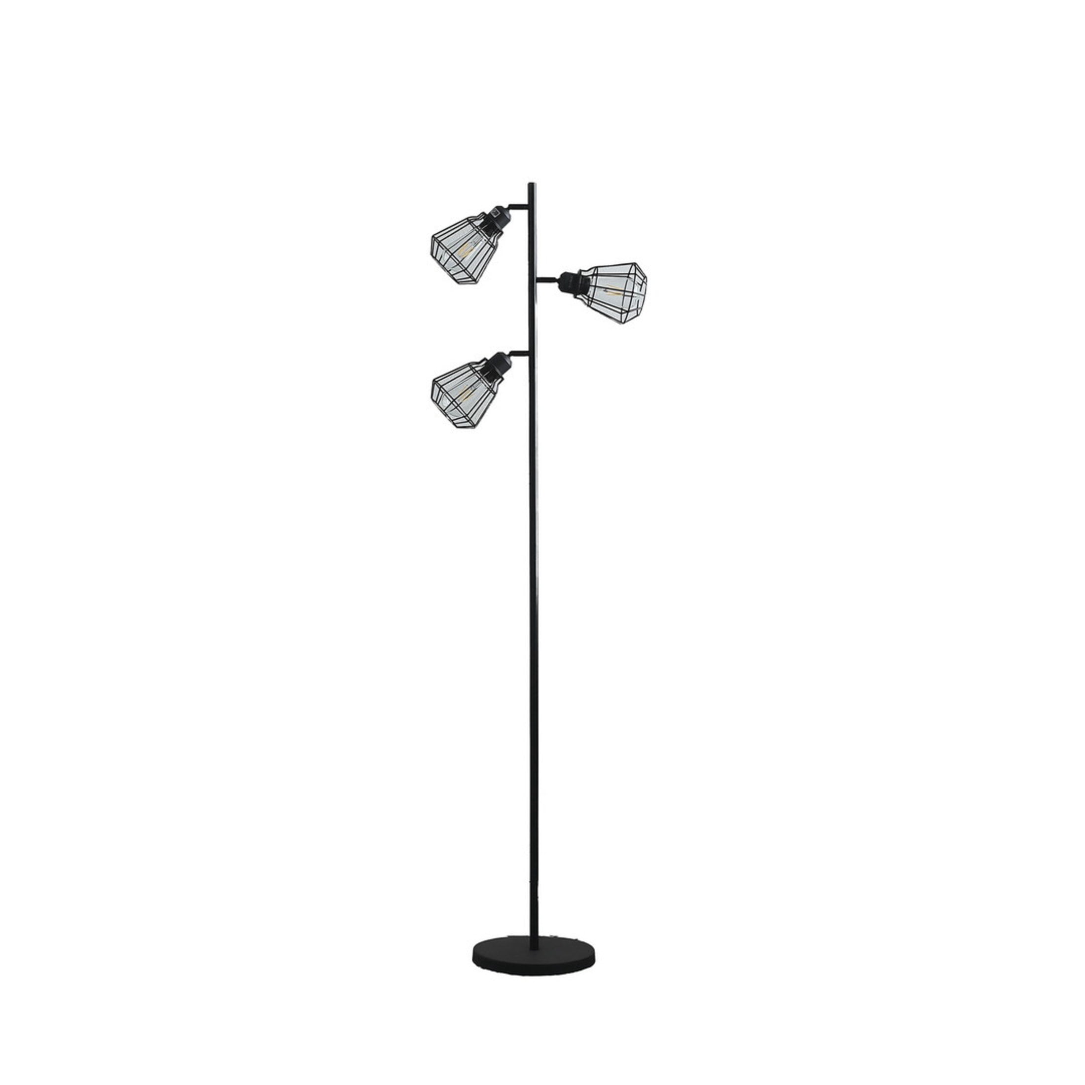 Noble House 65" Industrial Farmhouse Floor Lamp, Adjustable Cage Shades, for Bedroom, Living Room, Entryway, Matte Black