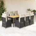 thumbnail image 1 of vidaXL 9 Piece Garden Dining Set with Cushions Black Poly Rattan, 1 of 1