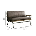 thumbnail image 3 of Benzara 57.25" Upholstered Transitional Faux Leather & Metal Loveseat in Brown, 3 of 4