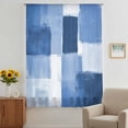 thumbnail image 3 of Blue Geometric Sheer Curtains 72 Inches Long, Watercolor Ombre Modern Abstract Art Light Filering Curtains, Breathable Simi Curtain Privacy Drapes for Living Room Bedroom Lightweight Window Treatment, 3 of 9