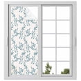 thumbnail image 2 of Blue Leaves Window Privacy Film, Modern Minimalist Leaf Botanical Vintage Static Cling UV Sun Blocking Tint Film Heat Control Windows Films for Bedroom Bathroom, Window Stickers 23.6"x59", 2 of 8