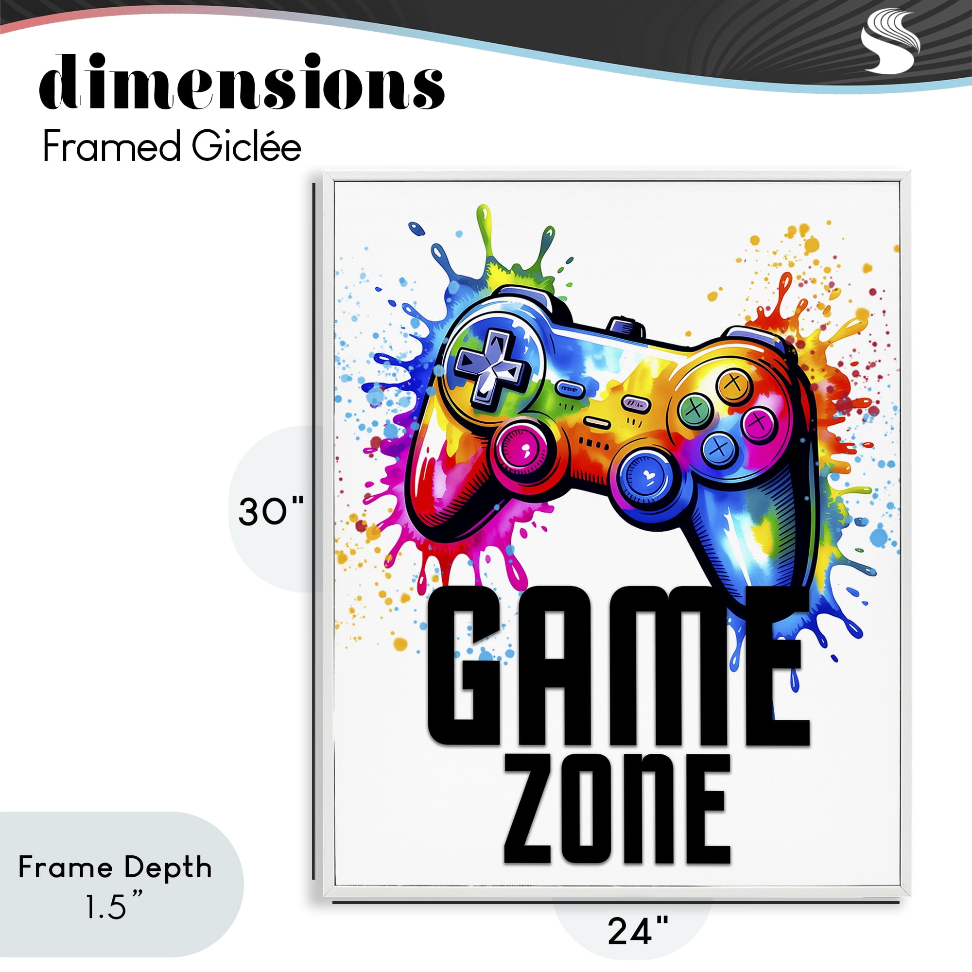 Stupell Industries Game Zone Bright Splash White Framed Giclee Art, design by Kim Allen