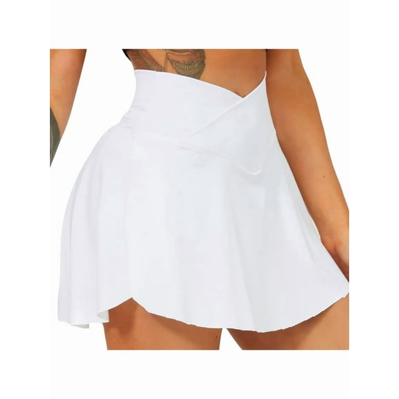 Women Tennis Skirts with Pockets High Waisted Golf Skirts Athletic Skorts Pleated Mini Skirt Workout White M