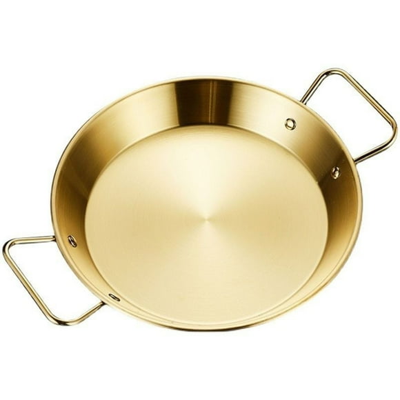 Stainless Steel Paella Pan, Stainless Flat Bottom Paella Pan, Doul Handle Flat Bottom Cookware