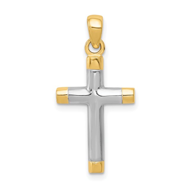 Collier Croix en Or Jaune 14 Carats Pendentif Religieux Latin