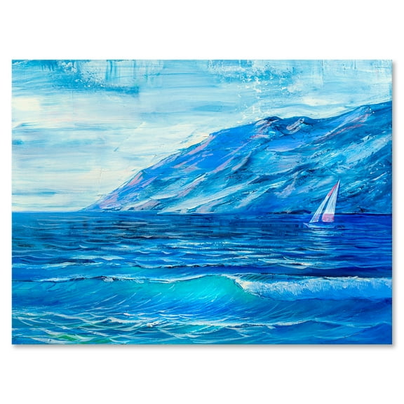 Designart ' Sunrise Glow On The Sea Waves II ' Nautical & Coastal Canvas Wall Art Print