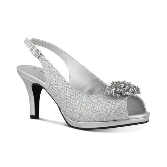 Karen Scott Sandals Slingback Peep-Toe, Silver 5.5