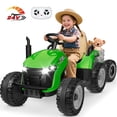 thumbnail image 1 of TOKTOO 24V Powered Ride on Tractor Max 4.3Mph w/ EVA Tires, Tippable Trailer, Remote Control, Tractor Ride on Toy for Kids-Green, 1 of 15