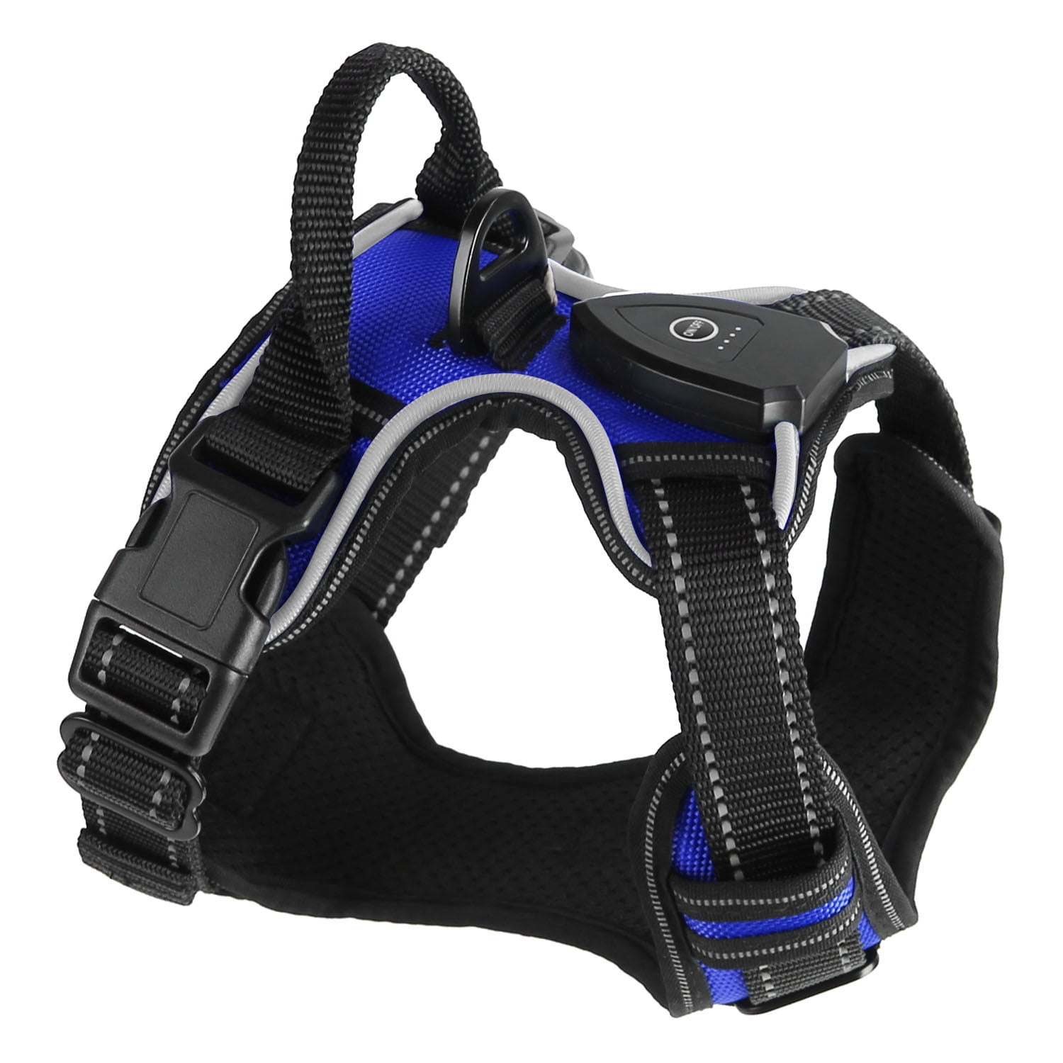 Teqhome Light Up Dog Harness LED No Pull Dog Harness Rechargeable Lighted Dog Vest Harness for Night Walking Adjustable Glowing Vest for 8.82-16.53lbs Dogs (Blue, S)