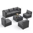 thumbnail image 4 of POTEBAN 7 Pieces Patio Conversation Set, Outdoor Black PE Wicker Sectional Sofa for Backyard Garden, Grey, 4 of 9