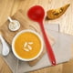 thumbnail image 1 of Cuchara de silicona, cucharón de sopa resistente al calor para servir con mango de revestimiento sólido Cuchara grande roja, 1 of 5