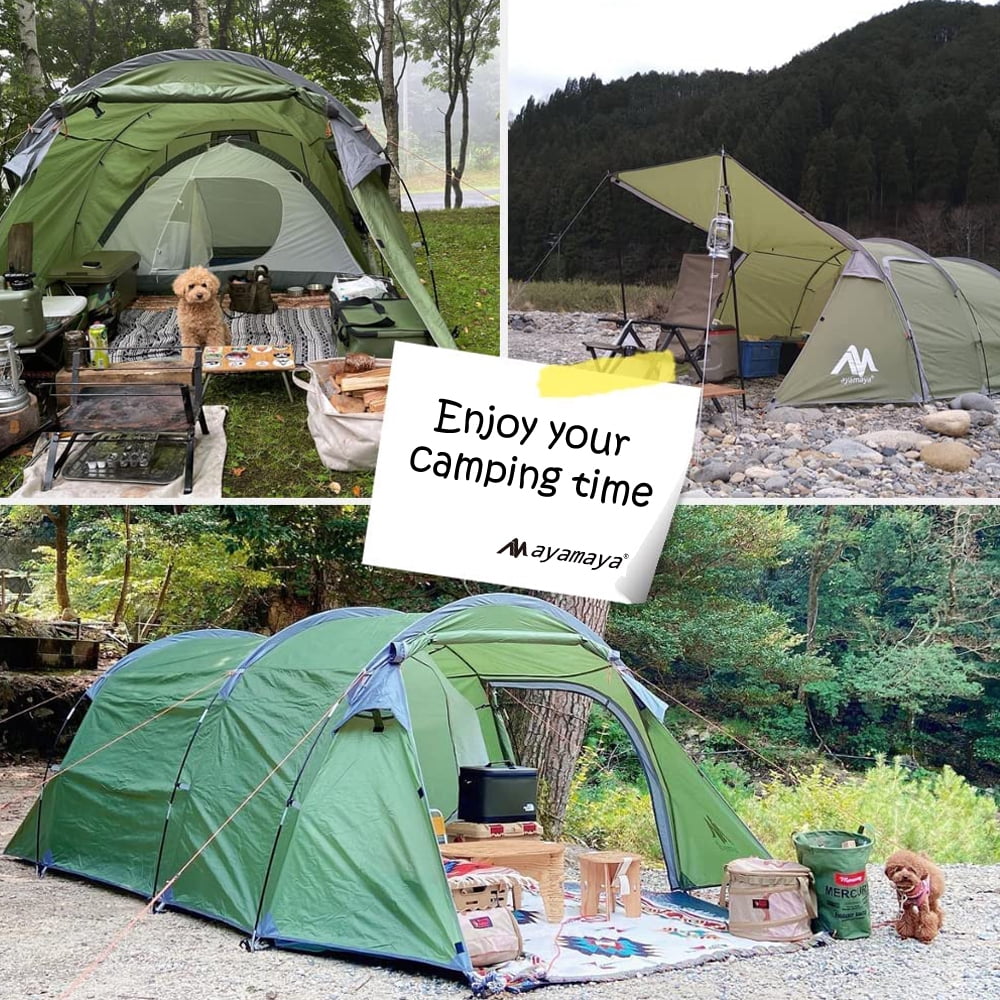 Ayamaya Camping Tents for 3 Person, Waterproof Light Motorcycle Tent 2 Room Design with Detachable Bedroom & Vestibule (167L�79W�51H inch)