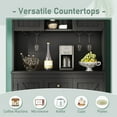 thumbnail image 5 of 74" Coffee Bar Cabinet, Farmhouse Large Kitchen Hutch with Wine Racks and Microwave Stand, Tall Pantry Buffet Cabinet with Barn Doors & Shelves & Drawers for Home, Black, 5 of 7
