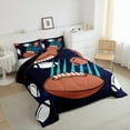 thumbnail image 3 of Feelyou Cartoon Rugby Boys Queen Comforter Set, Art Graffiti Lines Bedding Sets, Video Football Game Reversible Bedding Comforter Set, Ultra Soft Bedroom Decor, 3-Piece, 3 of 8