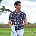 thumbnail image 2 of Kdxio USA Stars Print Men's Short Sleeve Polo Shirt,Midweight Men's Shirt-4X-Large, 2 of 5