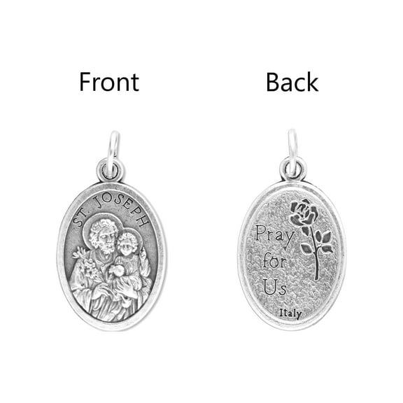 Saints Medals in oxidized silver made in Italy 1.0" x 0.7"