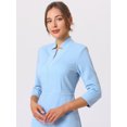 thumbnail image 4 of DARING DIVA Sheath Zipper Collar Pencil Blouse XL Blue, 4 of 6
