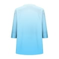 thumbnail image 4 of JGGSPWM Womens 3/4 Sleeve Button Down Shirts Cotton Linen Long Sleeve Tops Gradient Color V Neck Casual Loose Fit Blouses Blue S, 4 of 5
