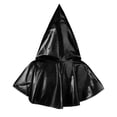 thumbnail image 6 of YOIAVAIOY Metallic Shiny Hooded Short Cape Halloween Witch Wizard Cosplay Costume Cloak Black Free Size, 6 of 9