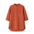 thumbnail image 4 of VBVC Women's 3/4 Sleeve Henley Blouses , Ladies' Mandarin Collar Half Button Shirts , Casual Loose Fit Tunic Tops For Women, S-2XL, 4 of 9
