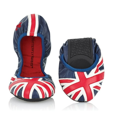 Women's Butterfly Twists Faux Leather Ballet Flats - Union Jack - British Flag - Walmart.com