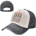 thumbnail image 3 of Cash Hank Willie Waylon Vintage Washed Distressed Cotton Dad Hat Baseball Cap Adjustable Denim Dad Hat, Black and White, 3 of 9