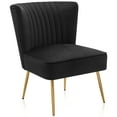 thumbnail image 6 of BELLEZE Modern Velvet Accent Chair With Metallic Legs And Channel Tufting, Elegant Vintage Style Armless Seating For Living Room, Bedroom, Office - Ethia (Black), 6 of 7