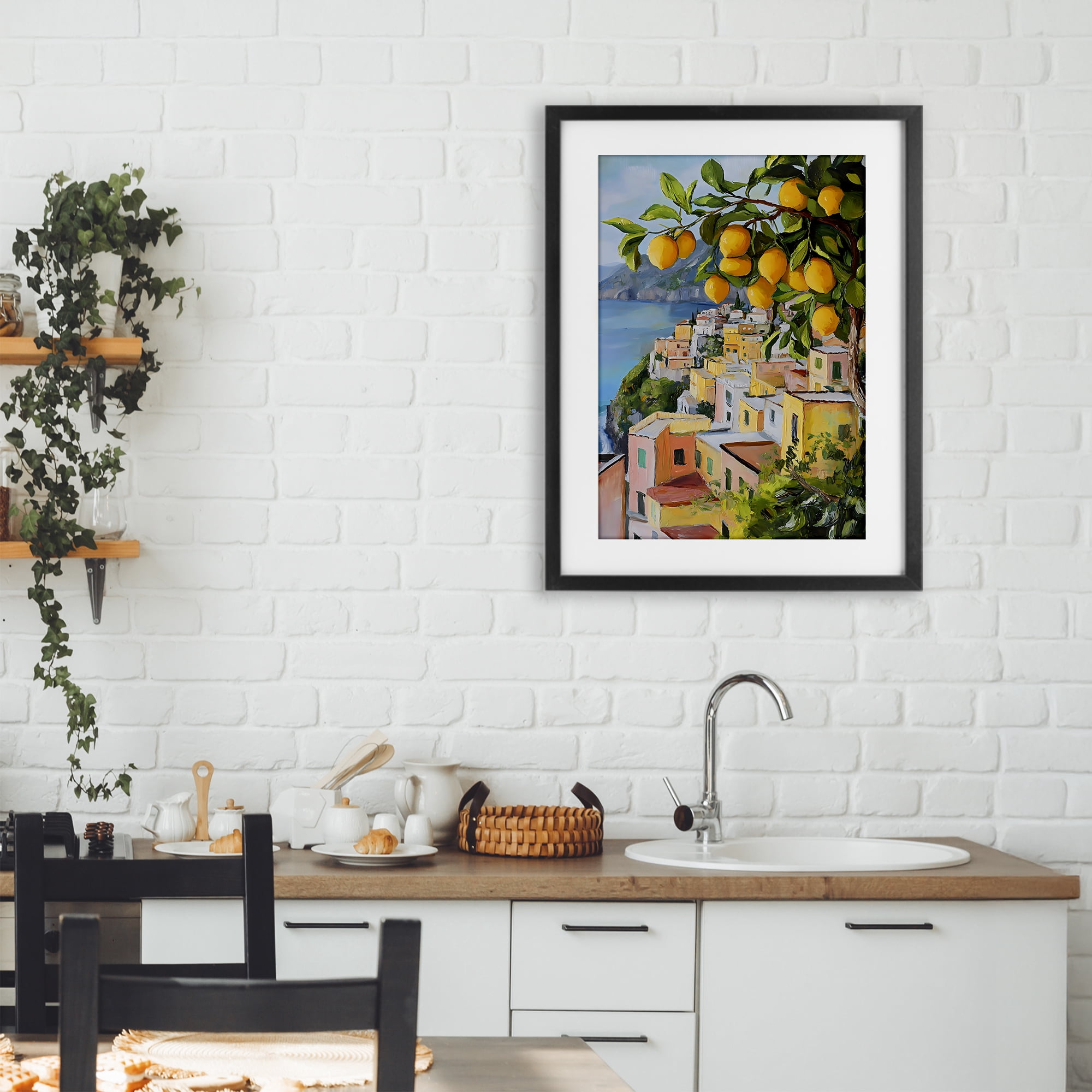Stupell Industries Mediterranean Lemon Tree Scenery Black Framed Print Under Glass, design by Creative Studio