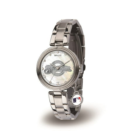 Milwaukee Baseball Baseball Brewers Charm Watch with Mother of Pearl Dial & Stainless Steel Band