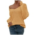thumbnail image 6 of iHPH7 Off the Shoulder Sweater Pullover Sweaters for Women Soft Sweaters for Women Fall Sweaters for Women Drop Shoulder Sweater Lightweight Sweaters for Women Fall Outfits for Women Yellow XL, 6 of 8