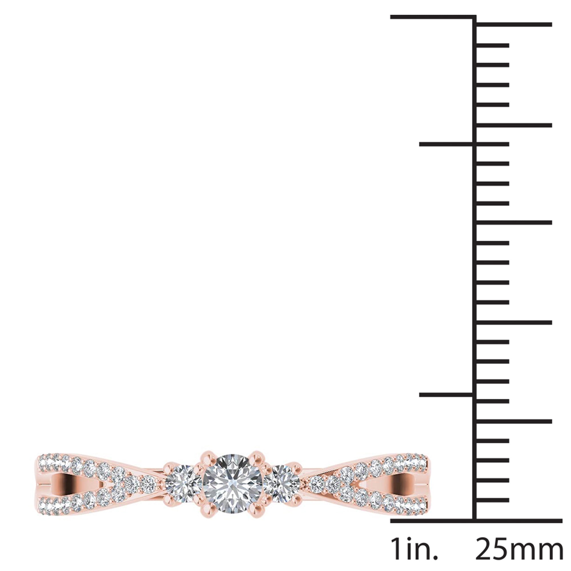 1/4 Carat T.W. Diamond Split Shank Three-Stone 10kt Rose Gold Engagement Ring