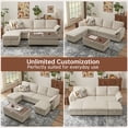thumbnail image 3 of Pingliang Home Corduroy Sectional Sofa with 3 Ottomans, Modern Modular Sofa Couch with Storage Coffee Table Ottoman,4 Seat U-Shaped Couch Sofa for Living Room, Apartment, APT,Office,Studio,Beige, 3 of 9