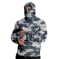 thumbnail image 3 of Havenx Men's Hooded Sun Shirts Camo Long Sleeve Shirt with Mask Hooded Uv Upf 50+ Hoodie Shirt Sun Protection Outdoor Fishing Lightweight Casual Summer Rash Guard Shirts,Gray M, 3 of 6