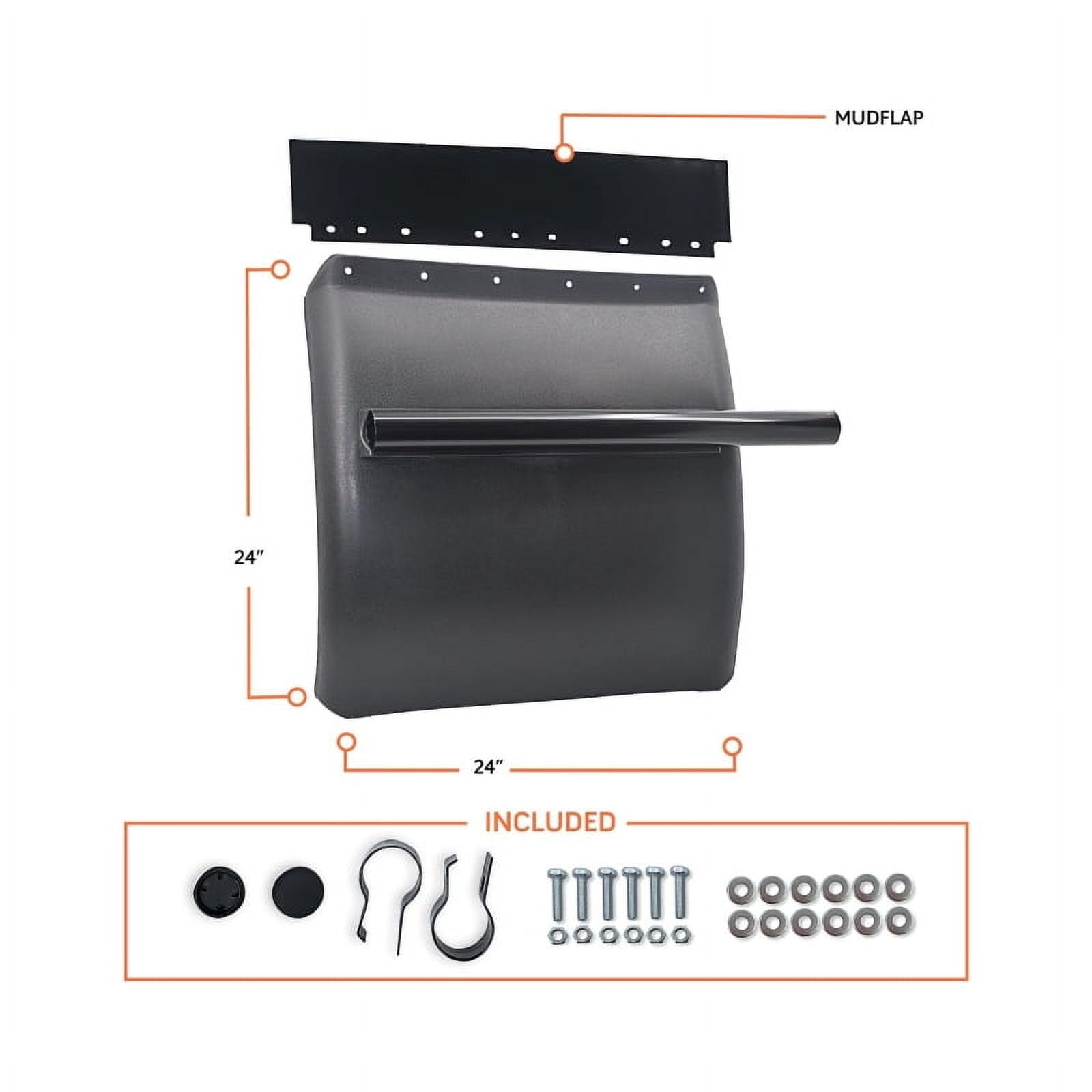 24"x24" Black Poly Quarter Fender Set Mud Flap Hangers Plastic for Semi Truck 2PCS