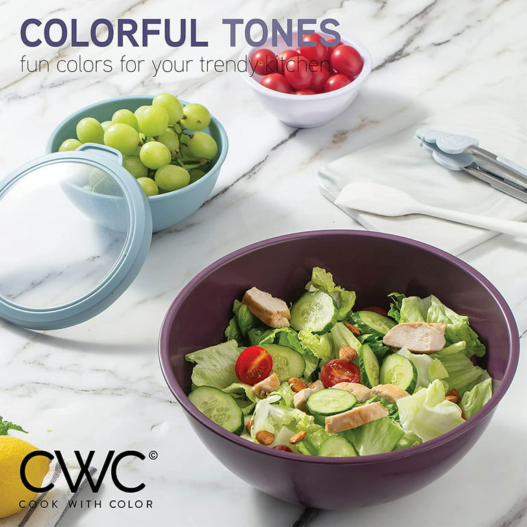 Cook with Color Mixing Bowls with TPR Lids - 12 Piece Plastic