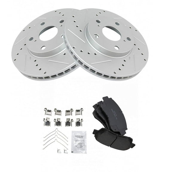 TRQ Front Performance Brake Pad & Rotor Kit Brake Pads Brake Rotors Set Ceramic Premium G-Coated Fits Select 1995-1997 Toyota Avalon 1996-2001 Camry 1998-2003 Sienna