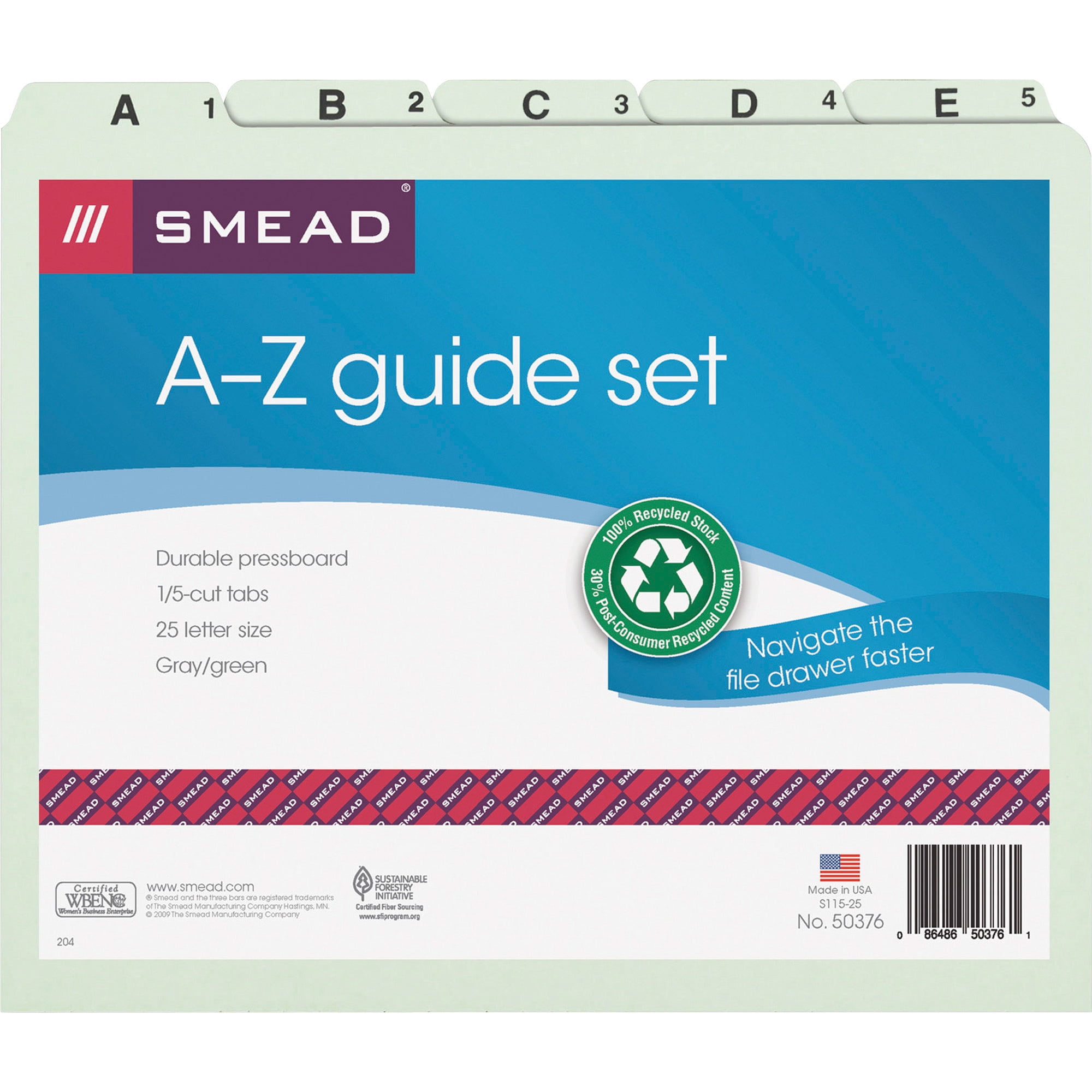6 Inches x 4 Inches 2 Sets Indexed A-Z Smead Alphabetic Guide Set 56180 
