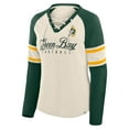 thumbnail image 2 of Women's Fanatics Cream/Green Green Bay Packers Hometown Gridiron Hero Raglan Lace-Up V-Neck Long Sleeve T-Shirt, 2 of 3