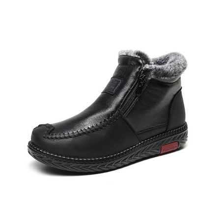 

Women s Winter Snow Boots Thickened Warm Soft Sole Cotton Boots Fur Lined Ankle Boots Outdoor Non-Slip Casual Boots Black 6.5 UK