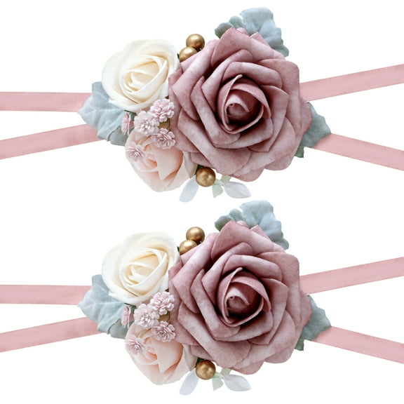 Wrist Corsage for Homecoming Wedding Anniversary, Romantic Artificial Rose Corsage Set, Fits All Wrist Size, 2 PCS