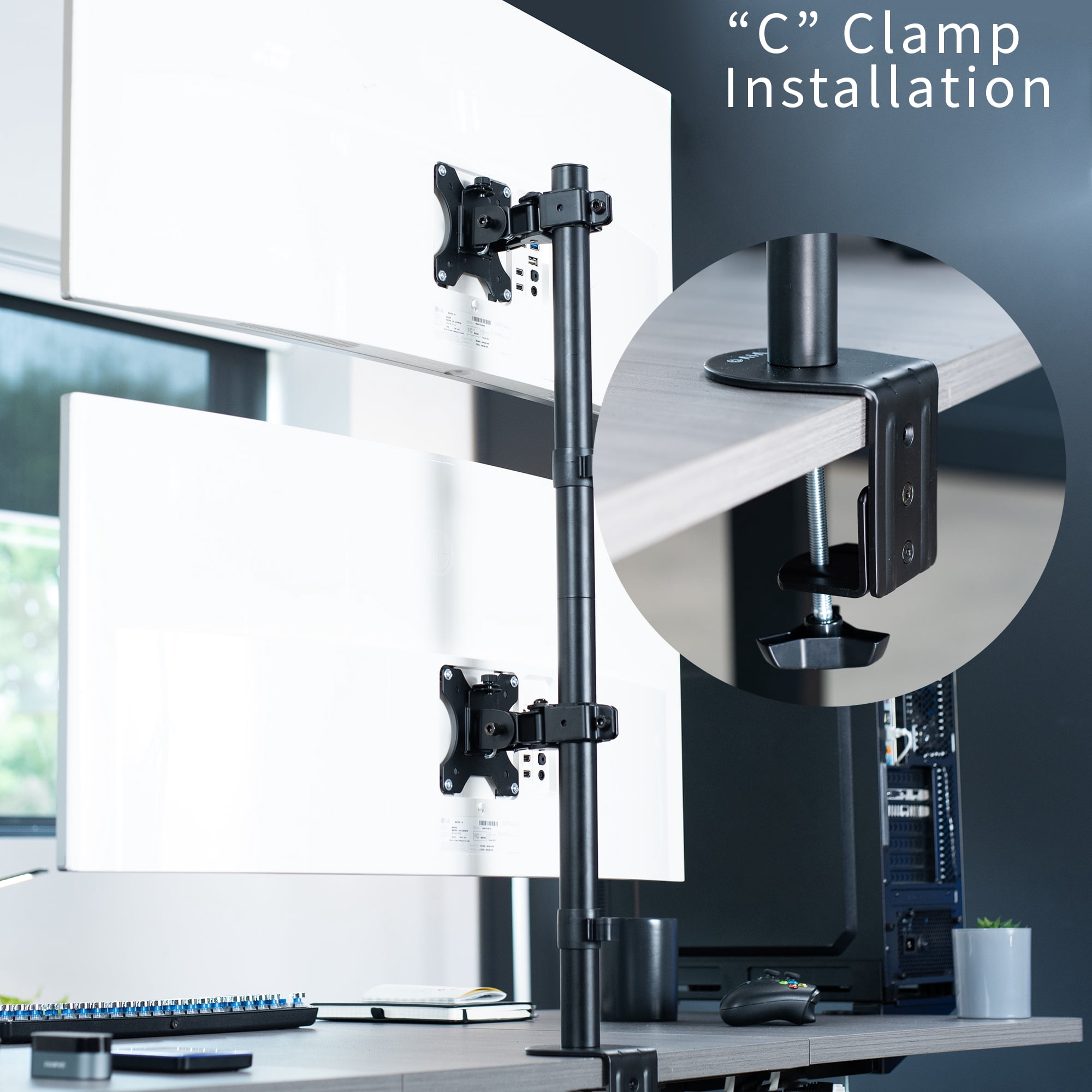 VIVO Dual Ultrawide Monitor Desk Mount, Adjustable Stand for 2 Screens up to 45"
