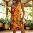 thumbnail image 2 of Womens Short Dresses Plus Size Sleeveless V-Neck Floral Printed Pockets Summer Women's Flowy Beach Vacation Outdoor Casual Loose Dresses, 2 of 8