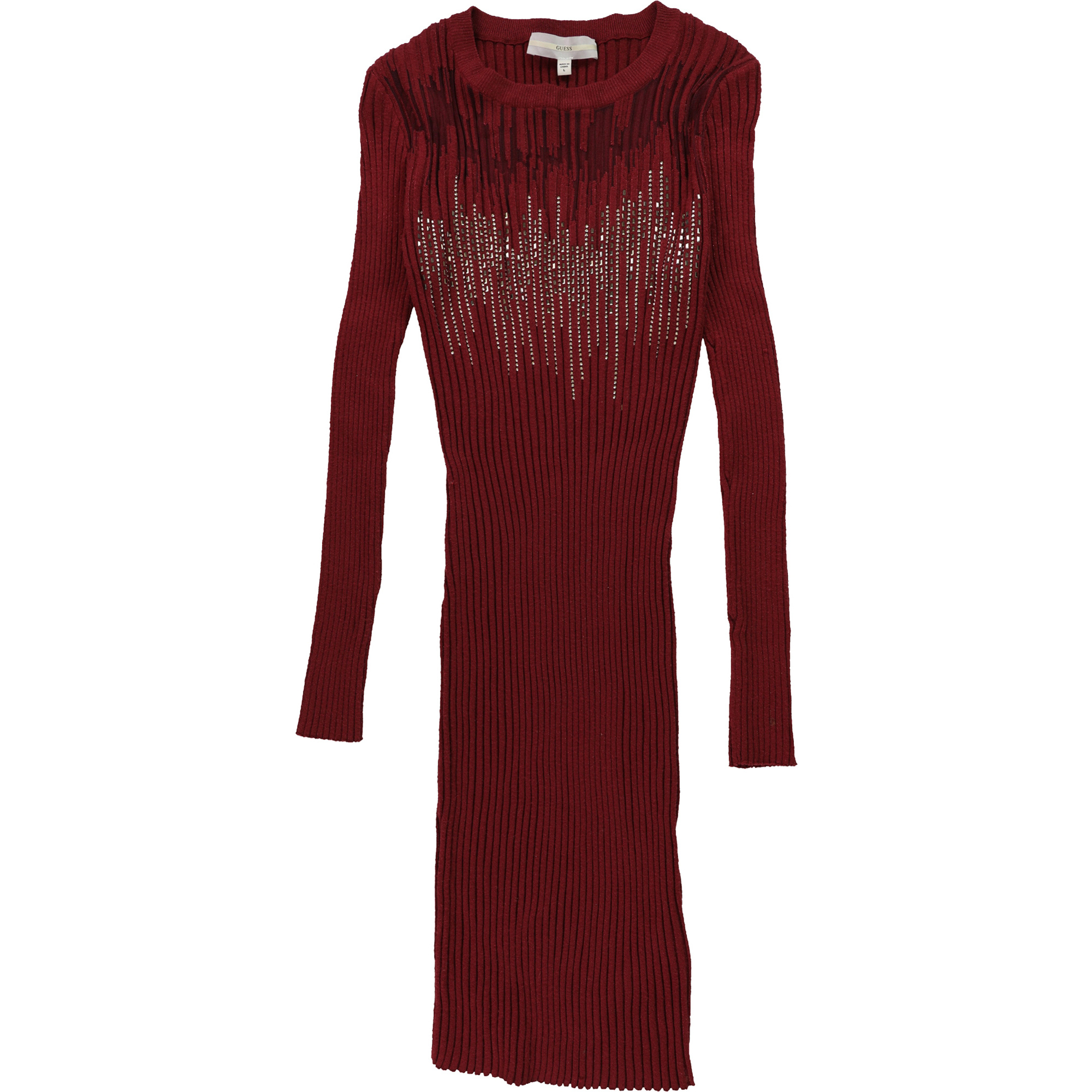 GUESS Womens Sweater Bodycon Dress, Red, Small