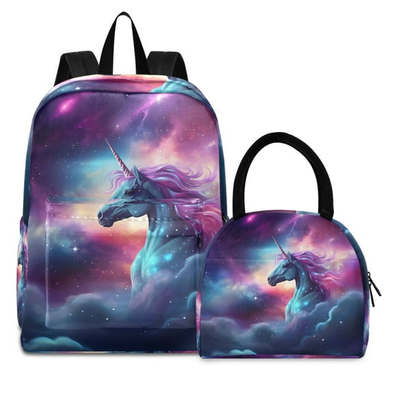 ALAZA Backpack Set Unicorn in Sky Elementary School Bags Student BookBag with Lunch Bag