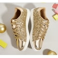 thumbnail image 5 of LUCKY STEP Womens Glitter Sneakers Sparkly Low Top Lace-Up Casual Shoes,All Gold, 5 of 9