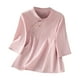 thumbnail image 1 of Vestidos Casuales Para Mujer, Blusas De Mujer De Moda Blusa de moda para mujer con cuello alto, mangas 3/4 y botones bordados de lino sintético, 1 of 9