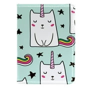 OWNTA Cat Unicorn Pattern PU Leather Passport Wallet - 4.5x6.5 inches - Passport Cover, Book & Holder